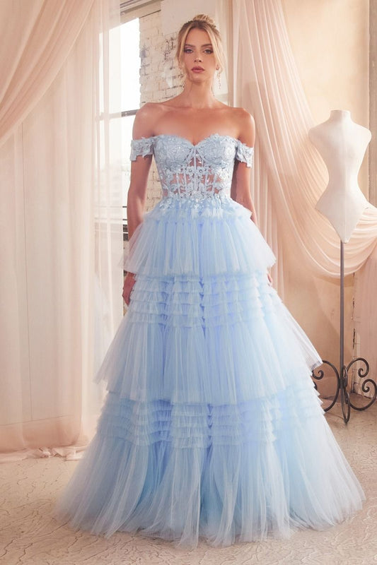 CD24-9315 PLEATED TULLE BALL GOWN