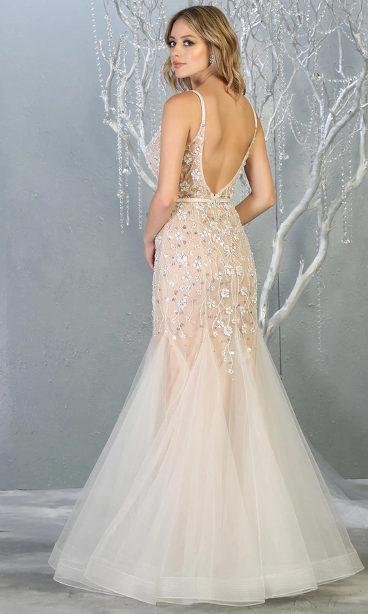 JT24-2464AW Lace Corset Beaded Gown With Sparkle Glitter Fabric Ruffle –  THE DRESS SHOP