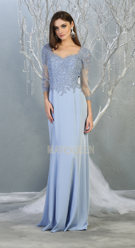MQ24-MQ1811 LACE 3/4 SLEEVES LENGTH GOWN