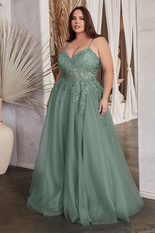CD24-C148C A-LINE LACE & TULLE GOWN